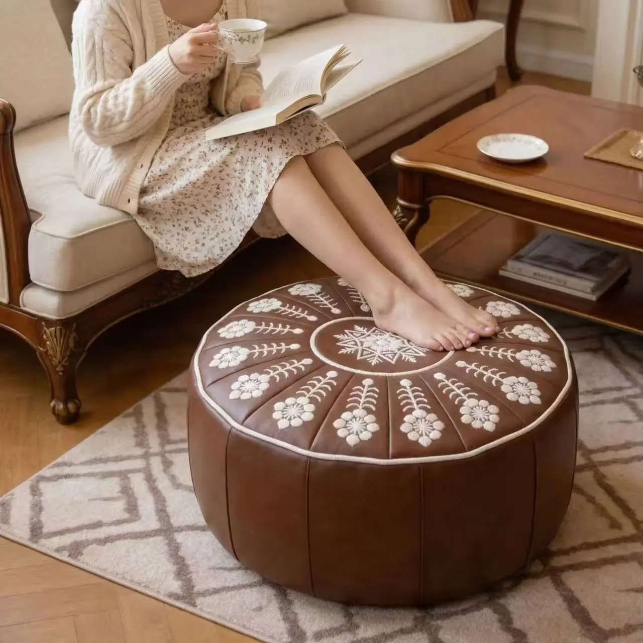 Storage Stool Futon Old Clothes Filling Sofa Living Room Bedroom Shoe Changing Stool Lazy Man Low Stool Sitting Pier