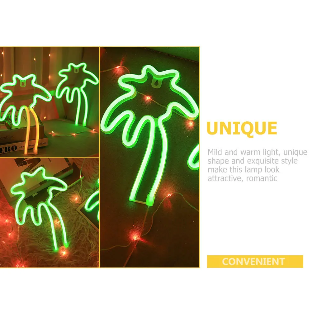 مصباح نيون على شكل شجرة النخيل USB أو ضوء ديكور يعمل بالطاقة لتزيين جدران الغرفة وإضاءة ليلية للجو الجمالي #4