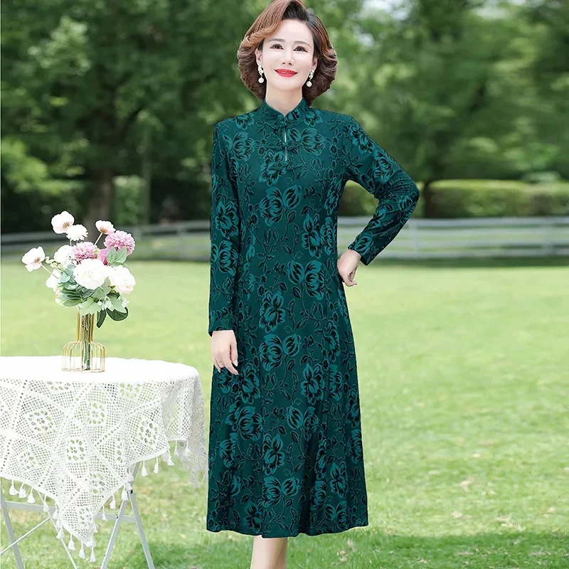 Spring Mom Windbreaker Dress Two Piece Set With Middle aged and Elderly  Women's Autumn Dress, High end Long sleeved Dress Sets - AliExpress