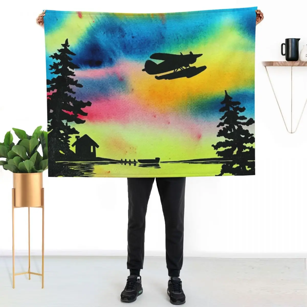 Northern Watercolour Last Flight and Fishing Throw Blanket couch cozy soft plush fuzzy picnic outdoor blanket