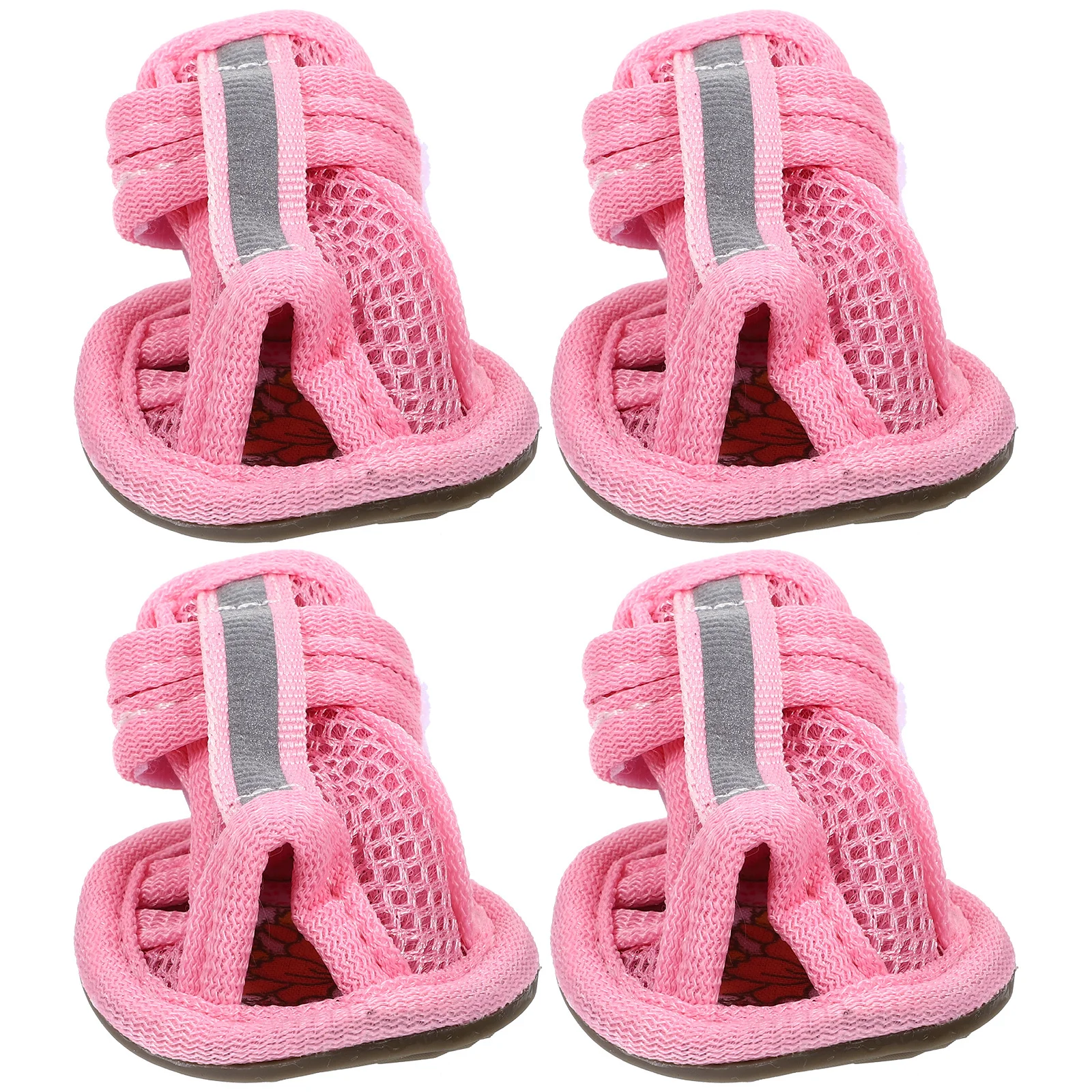 

4Pcs Pet Dog Shoes Breathable Mesh Sandals Summer Anti-Slip Flexible Sole Sneakers Pink Size 3 Puppy Shoes Dog Sandal