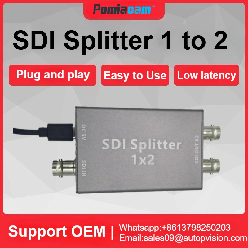 

Разветвитель SDI 1x2 (1 вход, 2 выхода), распределитель сигналов 3G-SDI/HD-SDI, Full HD 1080P, с поддержкой SDI Loop Out S2S