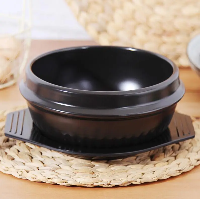 10set/lot Classic Korean Cuisine Sets Dolsot Stone Bowl Pot for Bibimbap Ceramic Soup Ramen Bowls With Tray Wholesale ni189