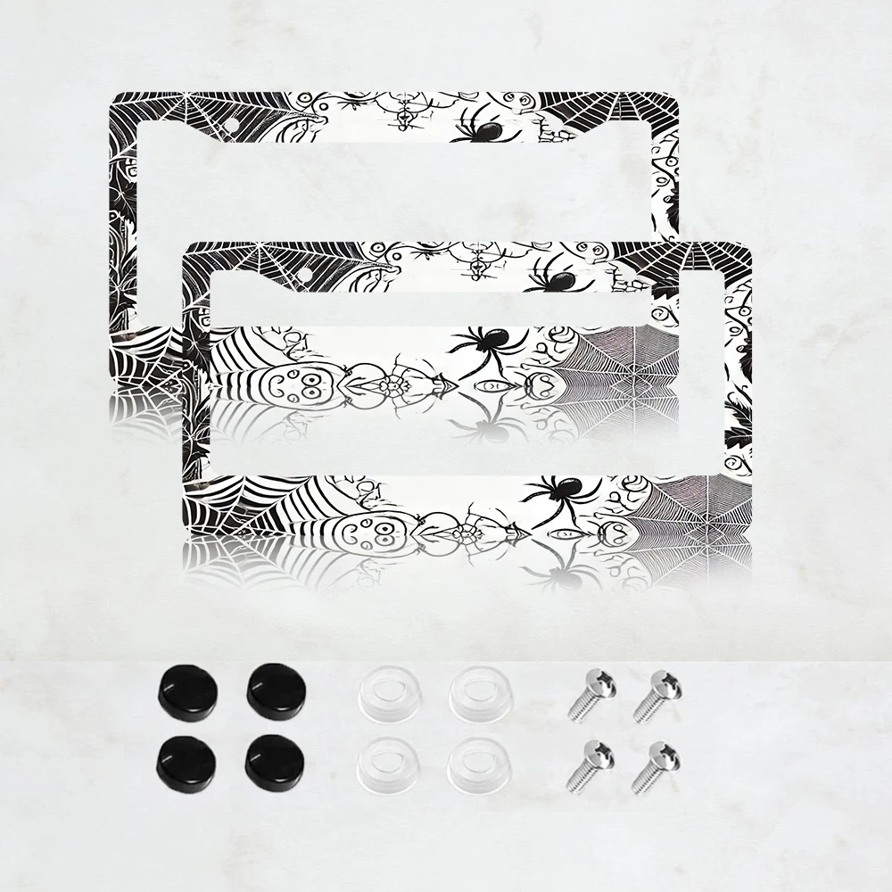 

Рамка для номерного знака из алюминия с принтом паутины, 2 шт. – стандартный размер для США, декоративный кронштейн для автомобильного номерного знака, 2 отверстия