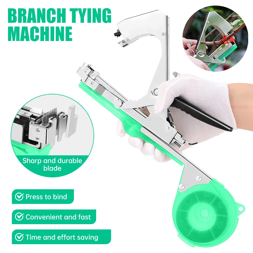 New Tying Machine Plant Garden Plant Tapetool Tapener +5 Rolls Tape Set for Vegetable Grape Tomato Cucumber Pepper Flower