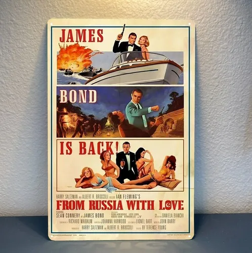 Póster Metálico de la Película From Russia With Love, Letrero de Metal de 20x30cm, Placa de Aluminio