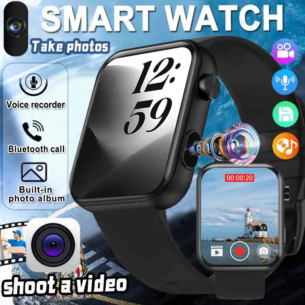 LIGE New Smart Watch Men Camera Take Photo Record Video Heart Rate Sports Fitness Waterproof BT Call Smartwatch For Android iOS