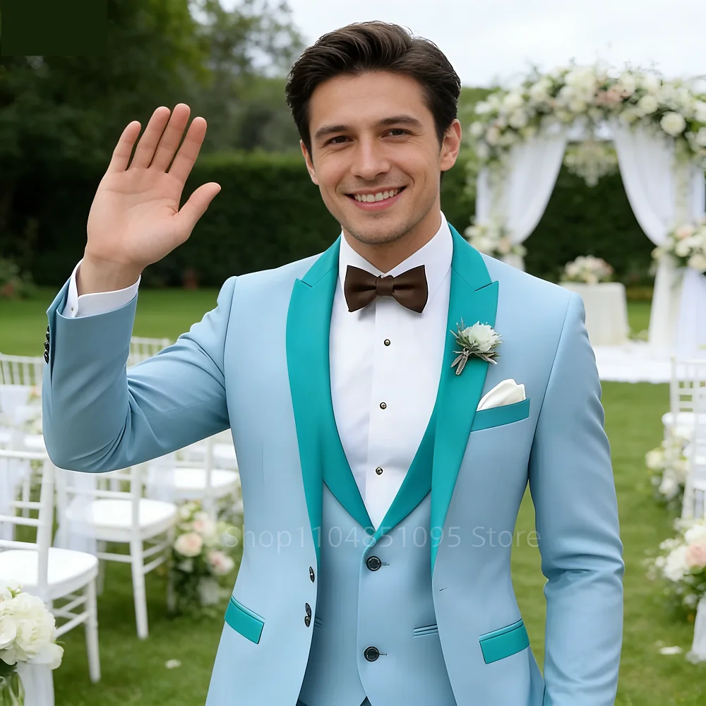 

Brown Peak Lapel 3 Piece Men's Tuxedos Fashion Single Breasted Formal Men's Clothes Intelligent Casual Wedding Tuxedos