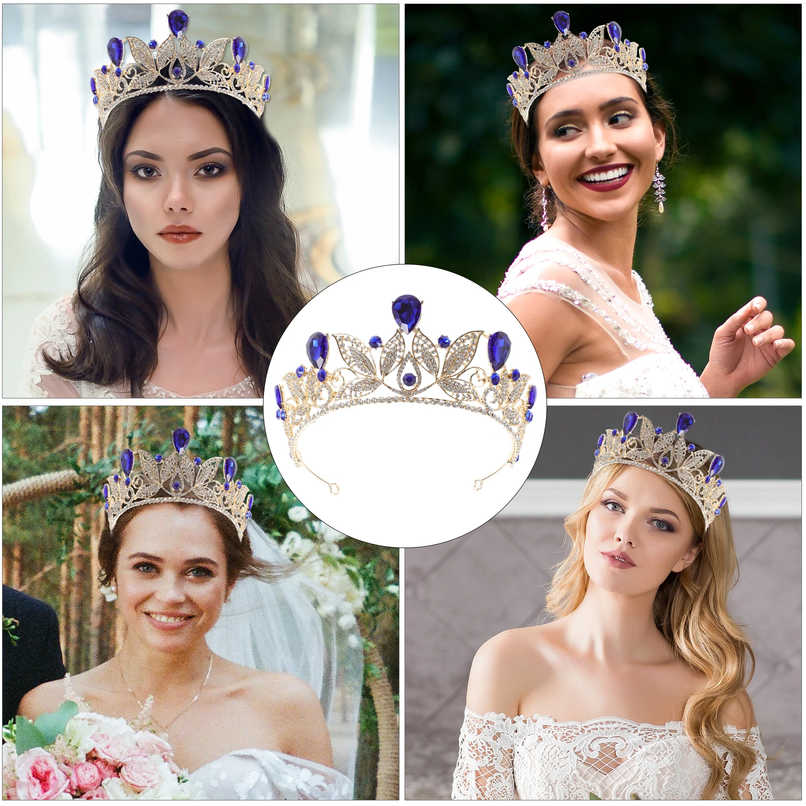 

Retro Crown Bridal Crowns Wedding Accessories Rhinestone Alloy Queens Tiara Hair Jewelry Bride Bridesmaid Gifts