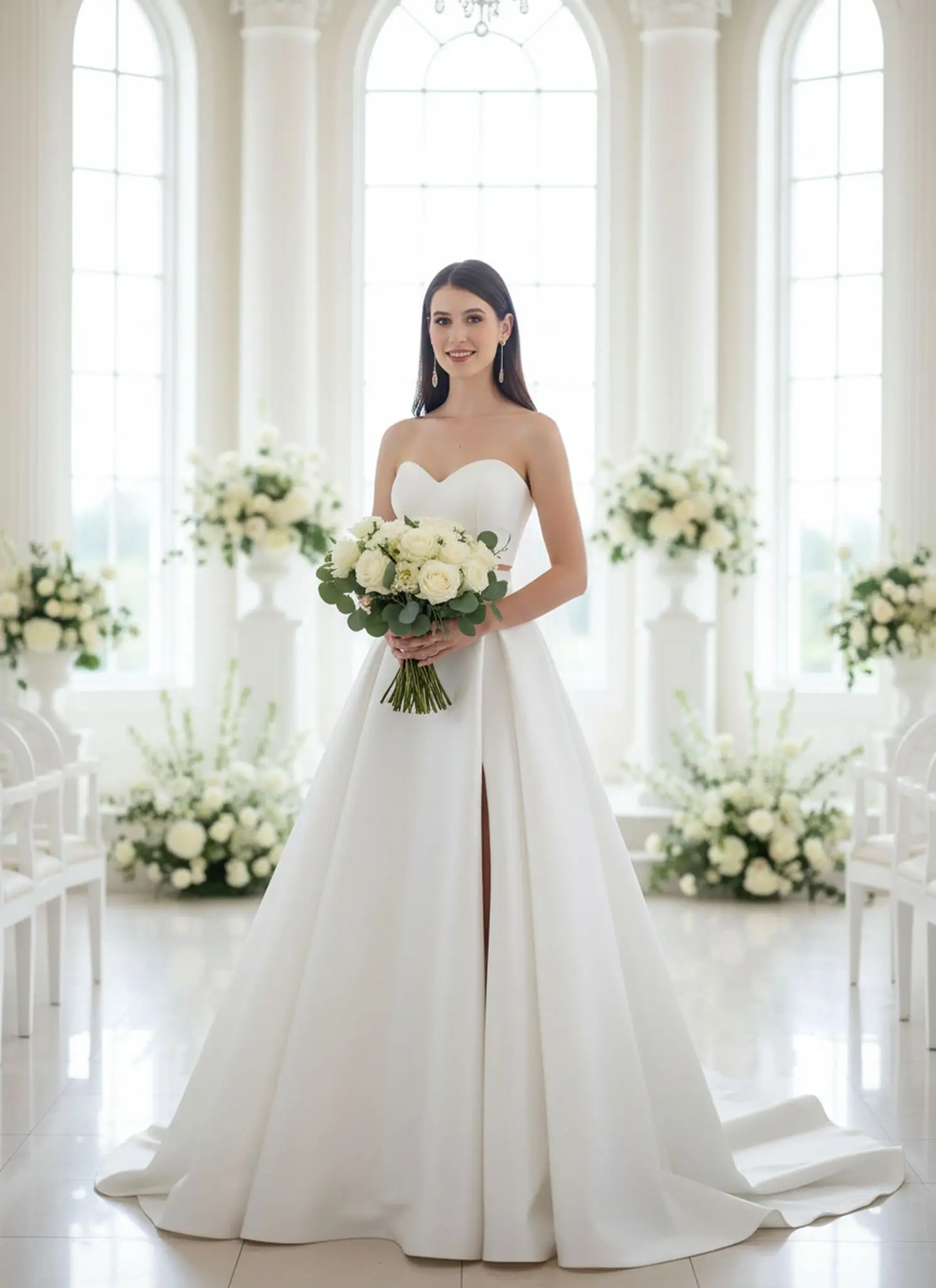Elegant Removable A-Line Satin Skirt With Slit Wedding Skirt Prom Party Skirt Detachable Satin Skirt With Train For Evening Gown