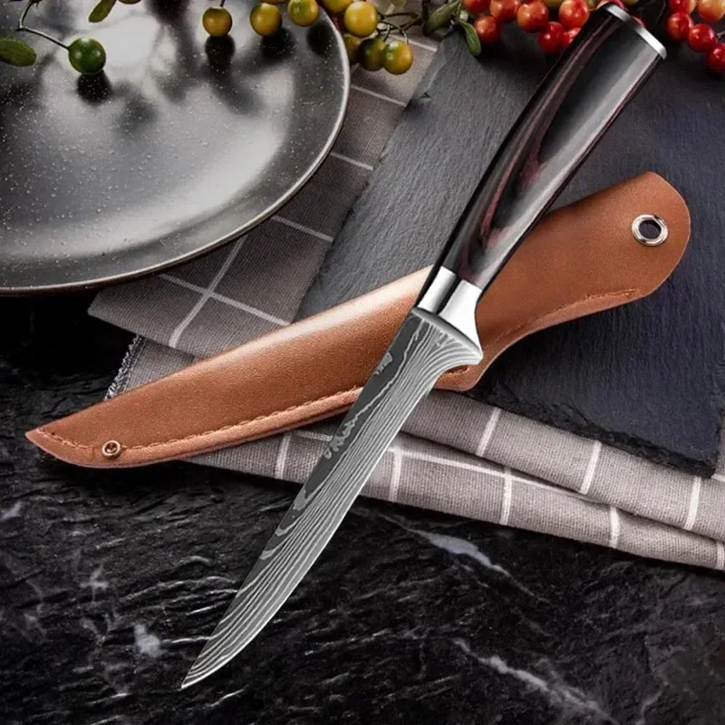 6inch Damascus Laser Boning Knife Professional Kitchen Knife Butcher Knife Stainless Steel Meat Fruit Vegetables Fish Chef Knife