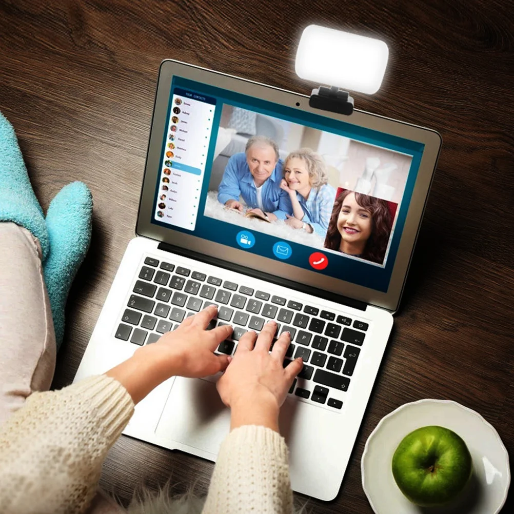 

LED Video Conference Light Tri-Color Adjustable Clip-on Lamp for Laptop Webcam Lighting Live Stream Makeup Meeting Video Fill