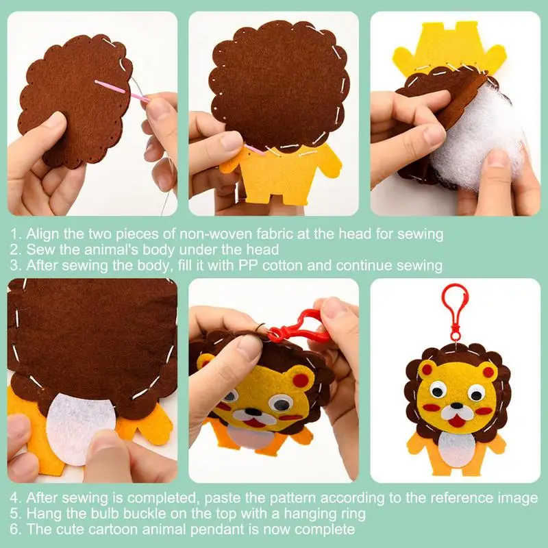 Kit de costura colgante de muñeca para niños, Kit de costura de arte creativo, aprender a coser, bolso de muñeca de Animal, colgante, artesanía, bolso de muñeca de Animal, encanto fácil