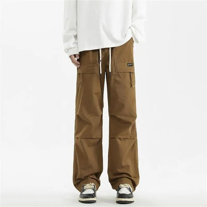 سراويل رجالية للخريف الأمريكية عالية الشارع، سراويل عمل جديدة فضفاضة من القطن الخالص بأنبوب مستقيم ومتعددة الاستخدامات للرياضة والترفيه