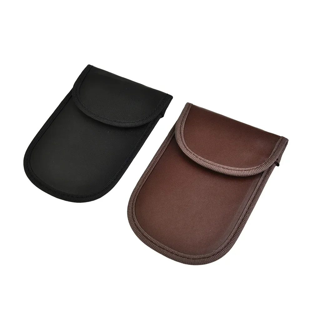 

Polyurethane Leather RFID Signal Blocking Pouch case Bag Anti theft Keyless Entry 2PCS 2pcs Black Brown Smart automobile keyfobs