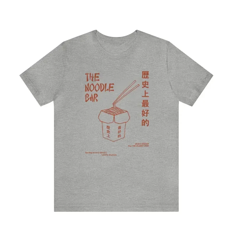 Short Sleeves Cotton Tops Streewear Funny Retro Chinese Noodle Graphic Tees Women Grunge Cute Asian Food Unisex Vintage Tee