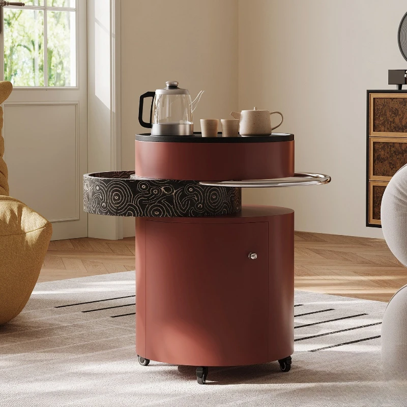 

New tea cart kettle integrated, round coffee table, living room balcony tea table