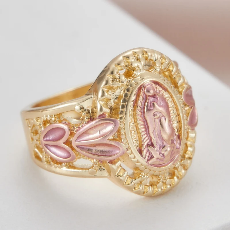 1pc  Exquisite Religious Virgin Mary Inlaid Shiny Cubic Zirconia Ring for Women Hip-hop Trend Daily Wear Couple Jewelry