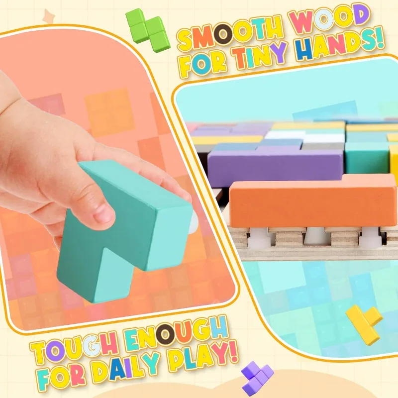Puzzle impilabili in legno Tetris - Rompicapo Blocchi russi 3D Board STEM Giocattoli Montessori per età 3-12 Regalo per i più piccoli