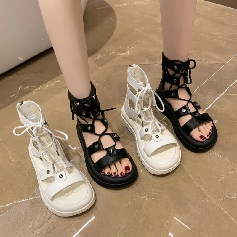 Sandalias Punk Style Women Shoe 2023Summer Personalized Rivet Sandals Trend Platform Sandals Fashion Roman Sandals туфли женские