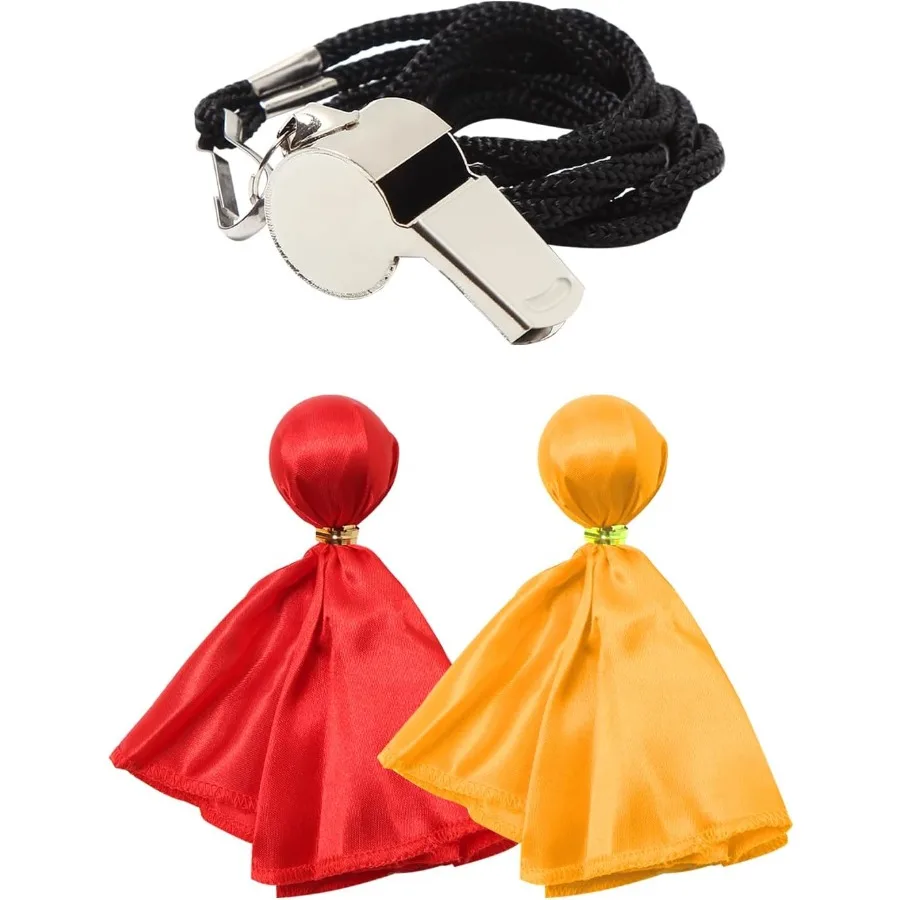 3 Stuks Scheidsrechter Set Voetbal Geel Rood Pelty Vlaggen En Rvs Fluitje Voor Voetbal Ref Scheidsrechter Coaches Halloween