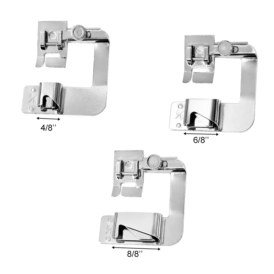 Naai-set voor zoomafwerking 1/3 stuks brede zoomvoet 1 stuk of 3 stuks smalle rolzoomvoet voor Brother Singer naaimachines met lage schacht