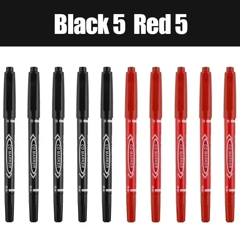 10-delige set stiften met dubbele punt, zwart/rood/blauw, ideaal voor tekenen, schetsen, schrijven en doodling