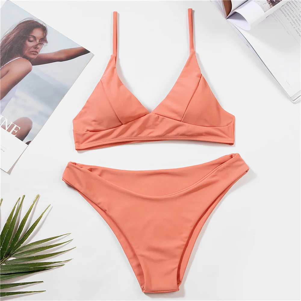 

Sexy Sling Bikini Solid Swimsuit Push Up Vacation Swimwear Women Beach Outfit Biquini Brazilian Bathing Suit Traje De Bano Mujer