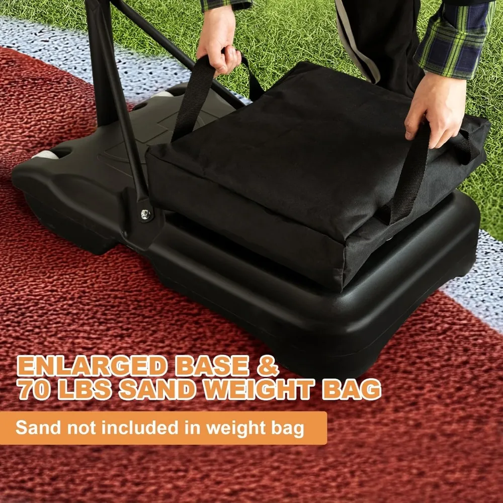 Aro de baloncesto ajustable para exteriores de 5-10 pies con manivela manual, tablero trasero de PC de 33/44 pulgadas, ruedas para estabilidad y portabilidad