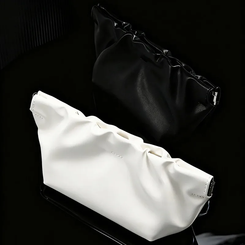1pc Unisex Black Leather Soft Glasses Case Large Capacity Sunglasses Storage Bag Daily Use