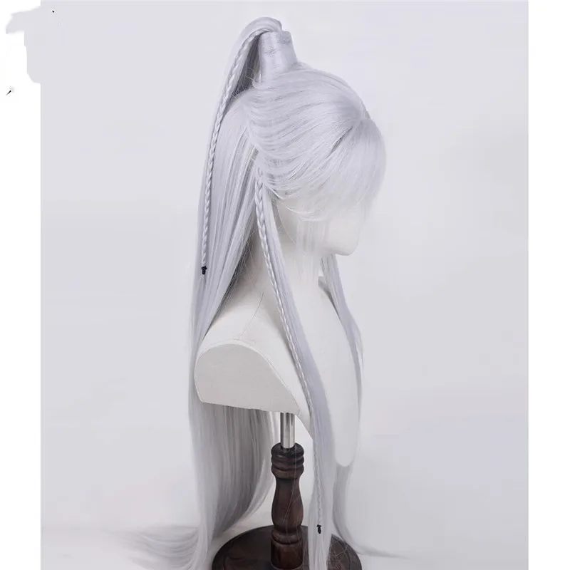 วิกผมคอสเพลย์สีเงินขาว รุ่น Love And Deepspace Relentless Conqueror ของ Sylus Cos  สำหรับคอสเพลย์อนิเมะ  แบบยาว  สามารถปรับแต่งได้  สำหรับผู้ชาย  ระดับมืออาชีพ