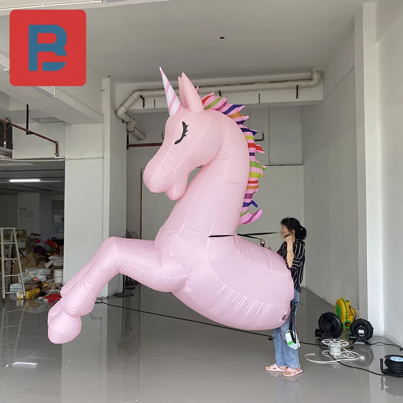 Inflatable Unicorn Air Model Rainbow Pony Pink Unicorn Romantic atmosphere arrangement stage fairy tale performance props