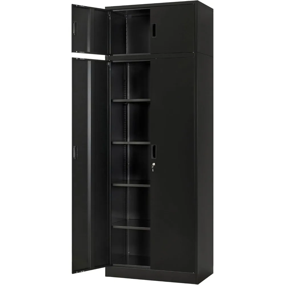 

Metal Storage Cabinet, 87" H x 32" W x 16" D Locking Storage Cabinets with Top Cabinet and 4 Adjustable Shelves for Office, Gara