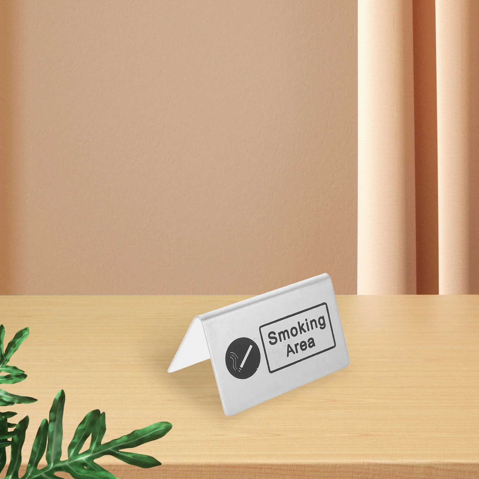 Smoking Area Sign Board Stainless Steel Double-Sided Tabletop Indicator For Indoor Restaurant Cafe Bar Durable Public Use