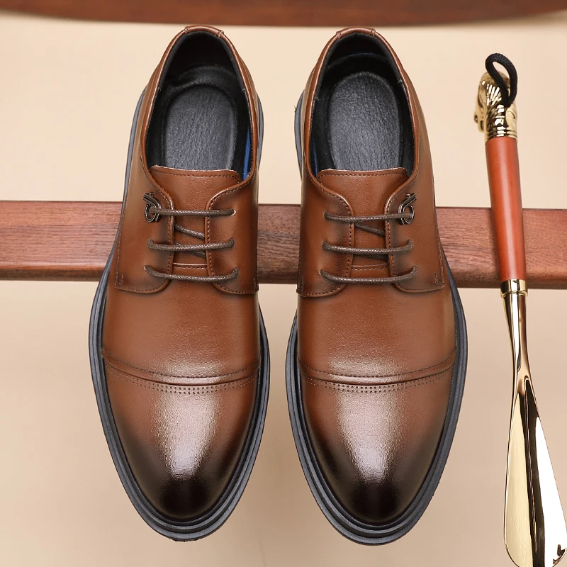 

Мужские повседневные деловые туфли, простые модные дышащие противоскользящие туфли, увеличивающие рост, офисные свадебные официальные туфли