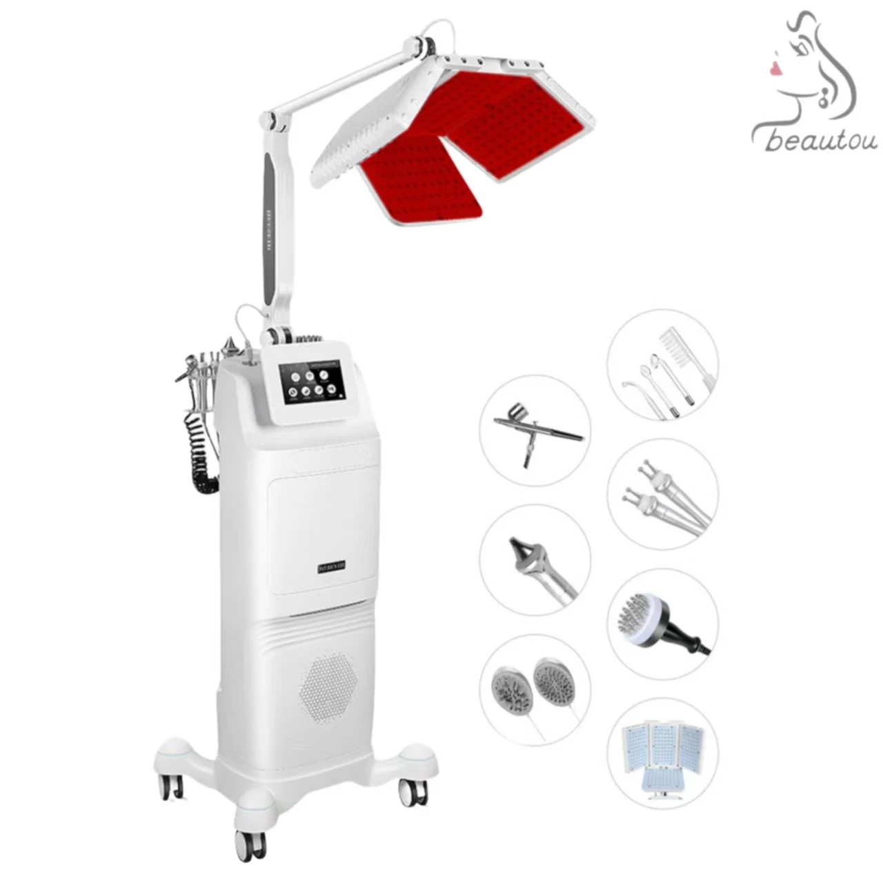 Vertical Salon 7in1 Hair Growth & Facial Care Bio Current Reds-Lights Therapy Machine with Vibrations-Massage