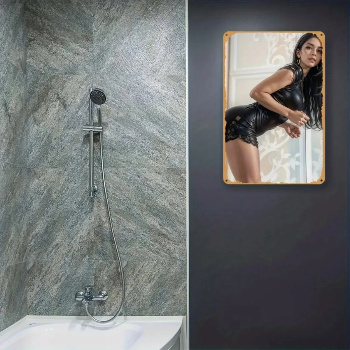 لوحة فنية جدارية معدنية عتيقة مقاس 12 × 8 بوصة من الألومنيوم المقاوم للصدأ لديكور جراج الكهف للرجال #6