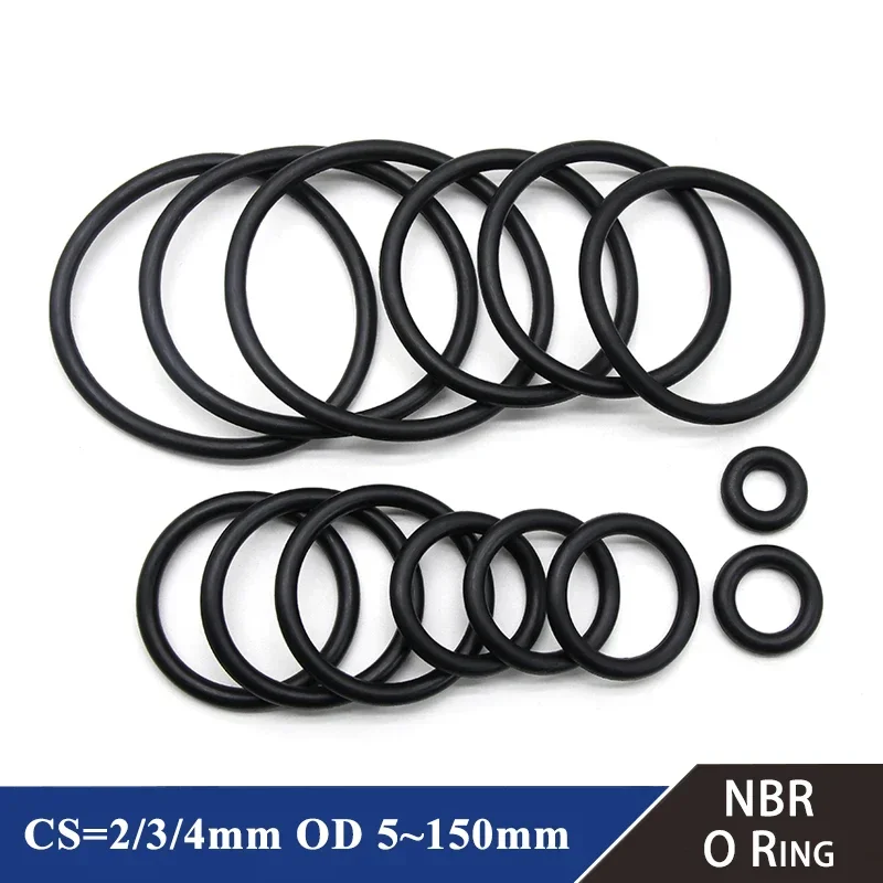 100pcs NBR O Ring Seal OD 5~150mm CS 2 3 4 mm Automobile Nitrile Rubber Washer Round O-Type Corrosion Oil Resist Sealing Gasket