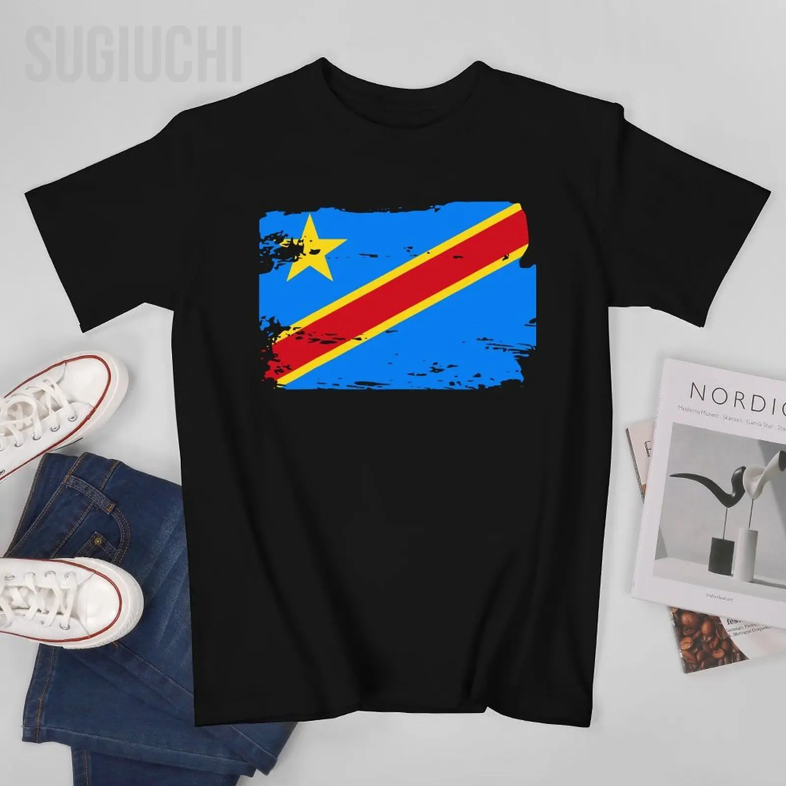 Men T-Shirt Democratic Republic of Congo DRC Flag Tshirt Tees O-neck T Shirts Women Boys 100% Cotton Unisex