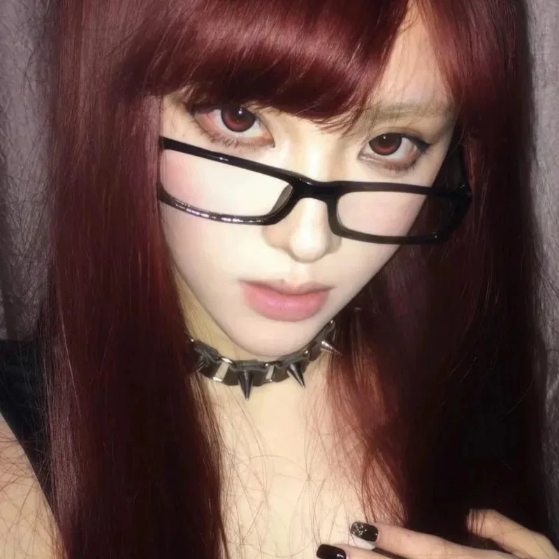 Retro Square Small Frame Glasses Women Girls Y2K Black Plastic Narrow Frame Anti Blue Light Glasses Fashion Versatile Glasses