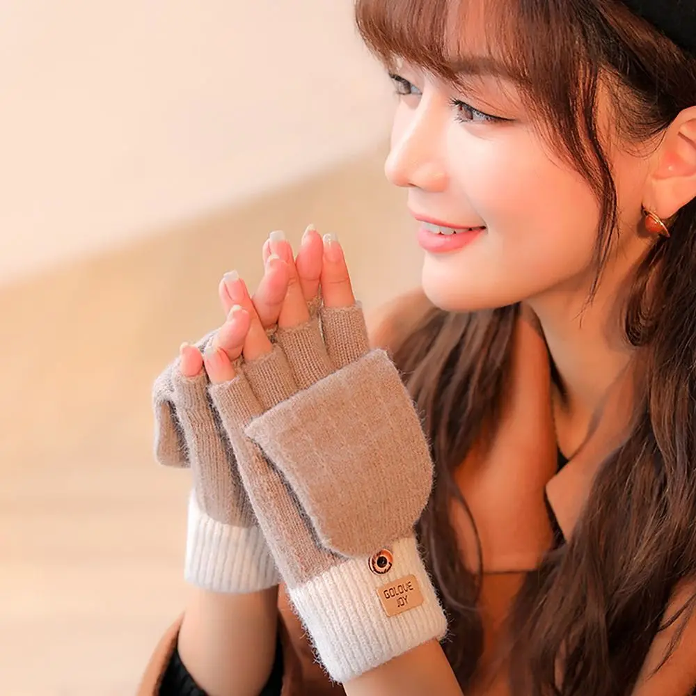 

Fashion Knitted Wool Finger Gloves Screen Touchable Thicken Winter Gloves Korean Style Glove Bracers for Woman Winter Warm