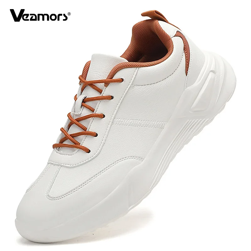 

Модные белые кроссовки, мужские повседневные кроссовки из искусственной кожи, эластичная легкая уличная спортивная обувь, Нескользящие кроссовки для бега