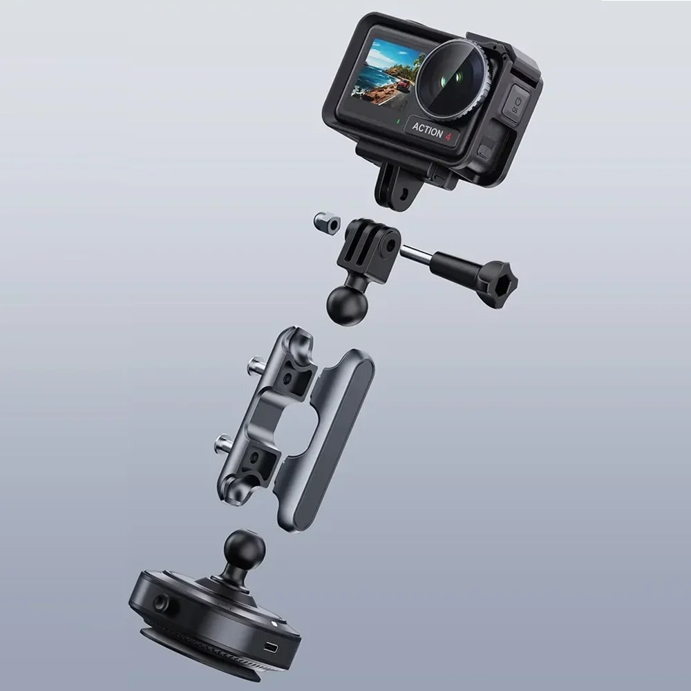 전기 진공 흡착식 차량 액션 카메라 마운트 |   360 °   조정 + 알루미늄 |   DJI/AKASO/GoPro/Insta360 시리즈와 호환 가능