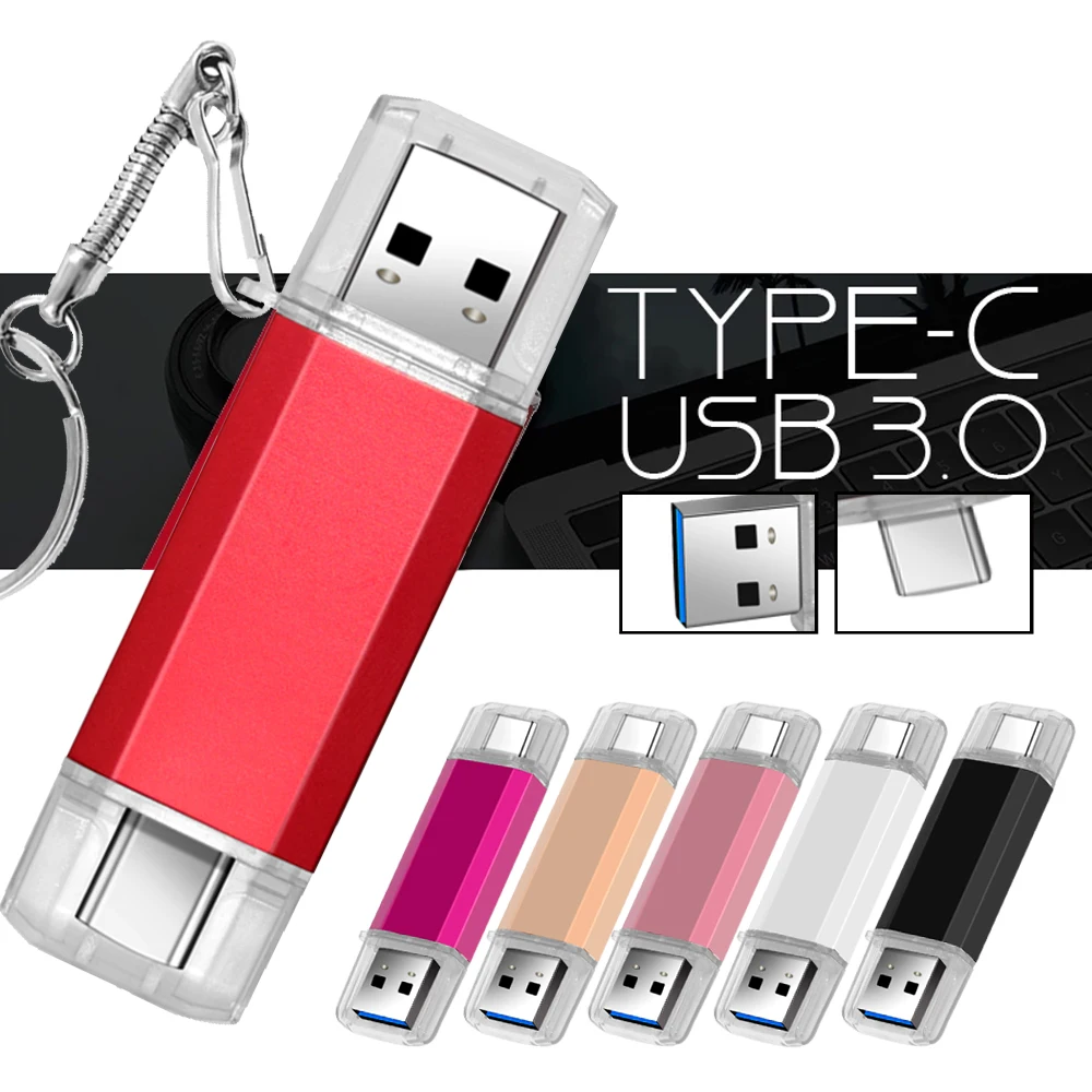 

OTG USB 3.0 Flash Drive 16GB for Android Phone 64GB pendrive 128GB 32GB type C pen drive Metal memory stick cle usb