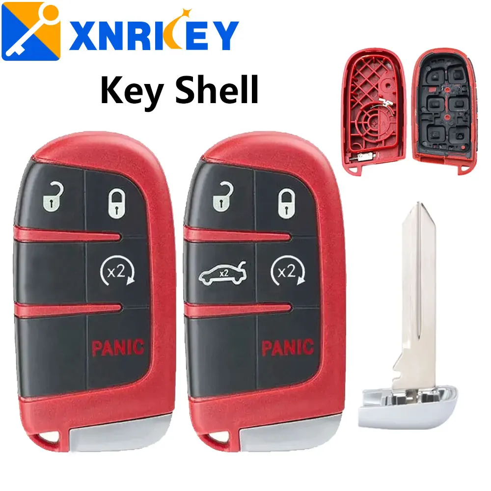 XRNKEY 3 + 1/4 + 1 przyciski Keyless Smart Remote Key Shell Case Fob dla-Chrysler-Dodge Journey 2011 2012 2013 2014 2015 kolor czerwony