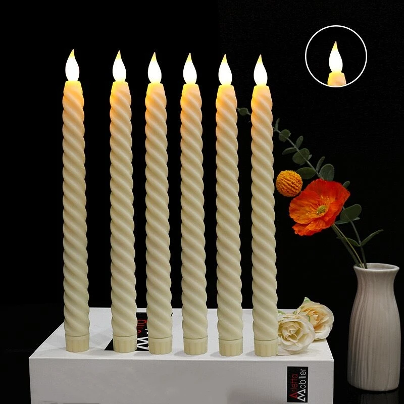 Spiral Flameless Led Taper Candle Remote control w/Timer Church CandleSticks Twisted Home Xmas Battery Operated Candles H25.5cm