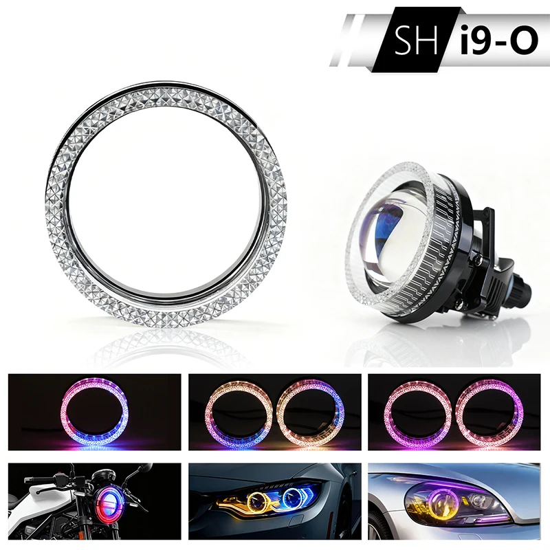 

1 шт./2 шт. 5D хрустальные светодиодные кольца-маски Angel Eyes 2.5" 3" с RGB-проекторными линзами, накладки на фары DRL с сигнальной подсветкой и управлением через приложение