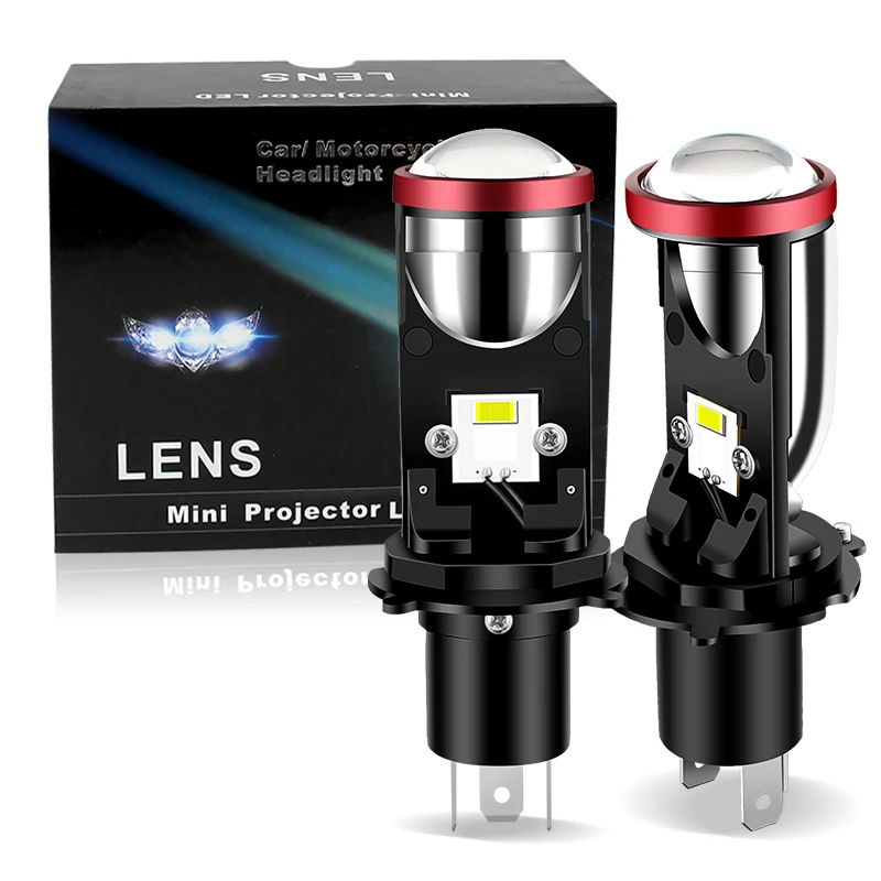 Motorcycle Canbus H4 HS1 Bi-LED Projector Headlight Lens Bulb LED H4 Motorcycle Lights Headlight Hi/Lo Beam 6500K