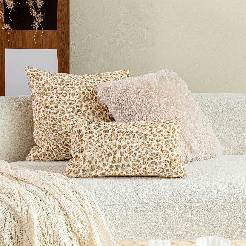 

30x50/50x50CM Plush Throw Pillow Cover Leopard Texture Luxury Stamping Waist Cushion Cover Decor Home Decorative Pillowcase