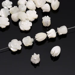 Natural White Shell Orchid Rose Beads Flower Shape Loose Spacer Beads For Jewelry Making Material DIY Bracelet Chain Accessories